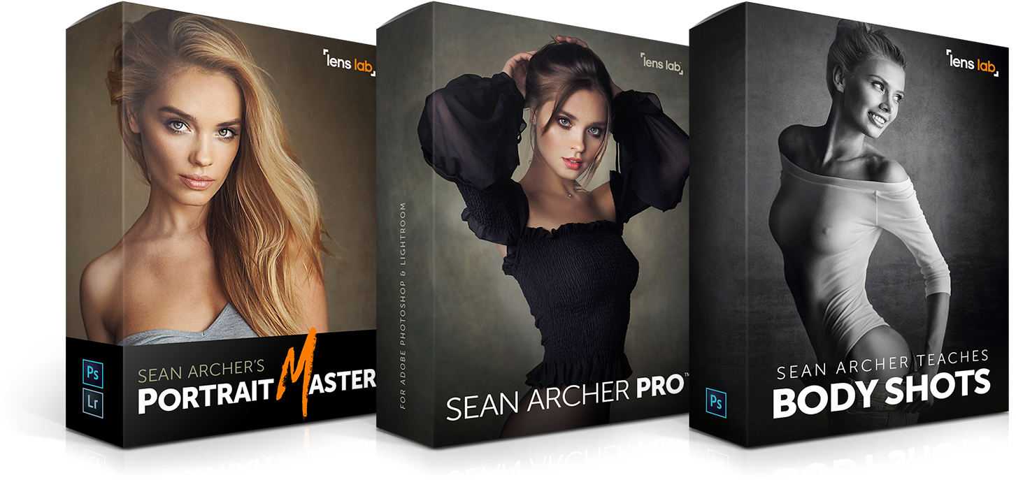 Three Sean Archer LensLab photography training boxes