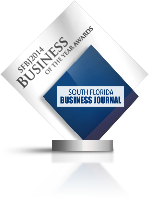 South Florida Business Journal 2014 Business of the Year Awards trophy.